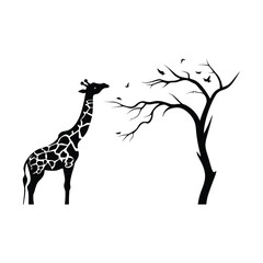 Branch who eating giraffe vector silhouette