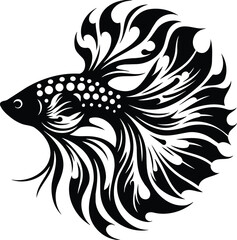 Elegant guppy silhouette with flowing fins and intricate tail design