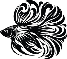 Guppy Silhouette with Flowing Fins and Negative Space Design