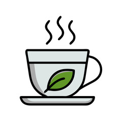 Cup of Tea with Leaf Garnish Icon Design