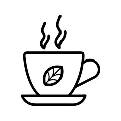 Cup of Tea with Leaf Garnish Icon Design