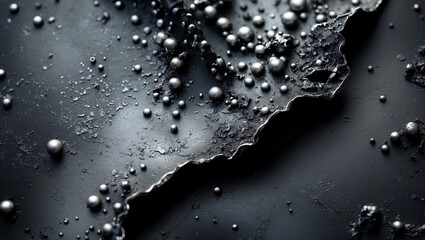 Fototapeta premium Dramatic contrast of matte and shiny oxidized silver