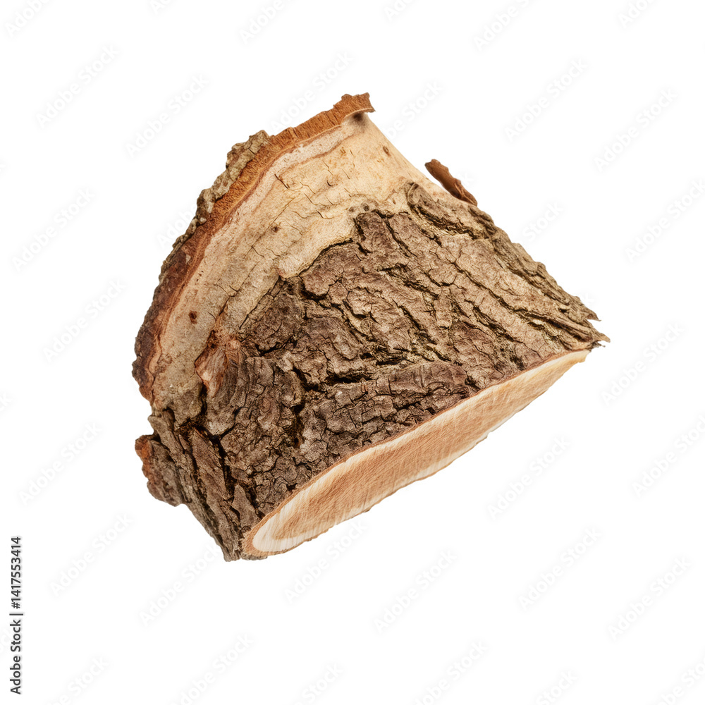 Aufkleber rough chestnut bark fragment with transparent backdrop, suitable for design compositions