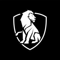 Wild cat silhouette emblem, male lion vector logo modern illustration