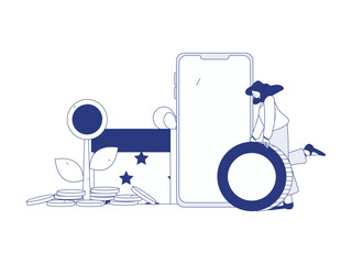 Holiday shopping people doing e-commerce online shopping flat vector concept operation hand drawn illustration
