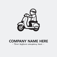 Scooter silhouette illustration black and white for logo company vector image
