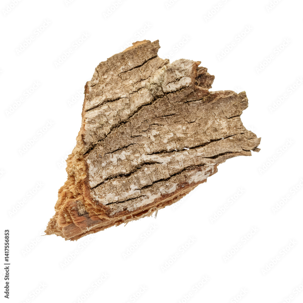 Poster piece of rough ash bark isolated on transparent background with clipping path