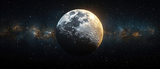 Naklejka premium Majestic Moon in Cosmic Embrace A Stunning Space Image