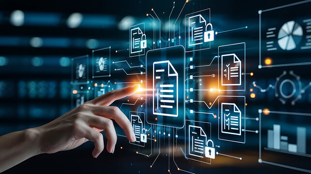 Secure Management System Interface with Hand Interaction for Data Protection and Workflow Automation on Digital Network