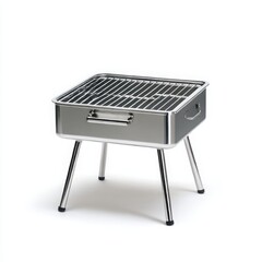 Portable metal grill isolated on white background