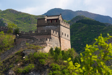  A fragment of the Great Wall of China in the vicinity of the capital of China, Beijing, on a...