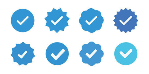 Verified badge profile set. Social media account verification icons . Guaranteed signs.Verified symbol. Approval done element collection. vector illustration eps 10.
