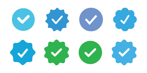 Verified badge profile set. Social media account verification icons . Guaranteed signs.Verified symbol. Approval done element collection. vector illustration eps 10.