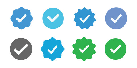 Verified badge profile set. Social media account verification icons . Guaranteed signs.Verified symbol. Approval done element collection. vector illustration eps 10.