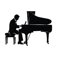 Silhouettes Set of Pianist, Grand Tune
