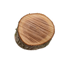 Smooth plum tree log resting against transparent backdrop, featuring clean isolated surface