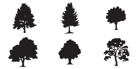 "Tree Silhouette Vector Set – Black Tree Clipart Collection"
