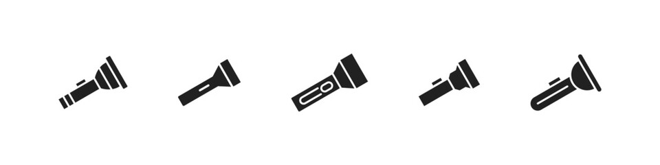 Flashlight icon set. Pocket torch icons. Vector illustration