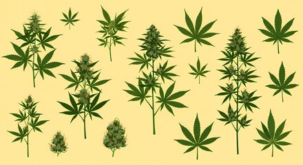 Intricate Cannabis Illustrations: Exploring Hemp, Marijuana, Buds, Leaves & Artistic Techniques
