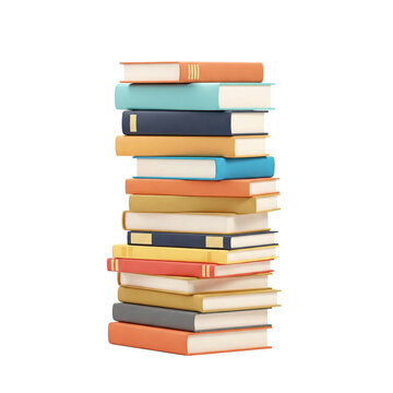 A generic image of a vertical stack of hardcover books stacked on top of each other and isolated on a clean white background.