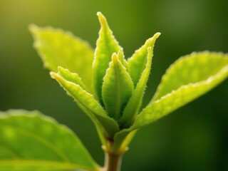 medicinal herbs and berries, traditional medicine Green leafy plant with a stem and a leaf. The leaf is green and has a small stem