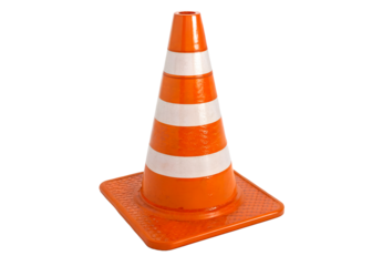 Safety cone for road work with a transparent background