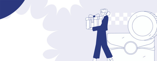 Holiday shopping people doing e-commerce online shopping flat vector concept operation hand drawn illustration
