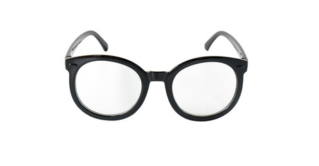 Black vintage frame glasses on white background
