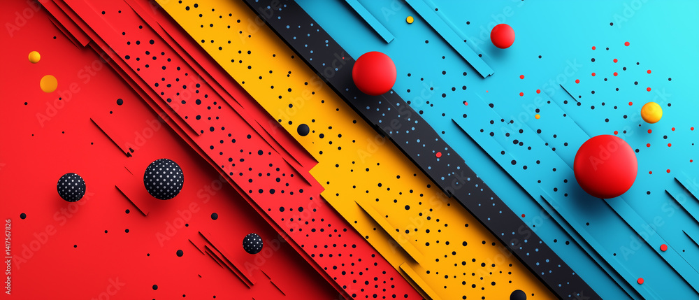 Poster colorful abstract design featuring geometric shapes and dynamic lines on a vibrant background , abst
