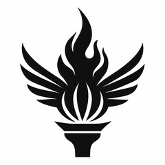 Freedom Flame vector silhouette black design white background