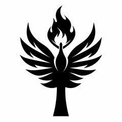 Freedom Flame vector silhouette black design white background