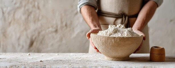 Observing Activated Yeast Dough Preparation in Wooden Bowl