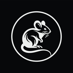 Minimal Mouse Logo Design – Elegant Rodent Icon in Monoline Style