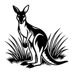 Download Kangaroo Vector Grass Art And Illustration Eps File For Design.