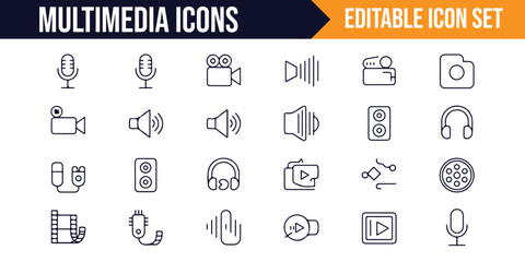 Editable multimedia icons for audio, video, and music features in apps
