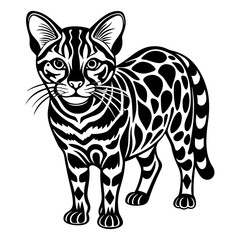 Download Ocelot Vector Silhouette Art And Illustration White Background Eps File For Design.