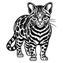 Download Ocelot Vector Silhouette Art And Illustration White Background Eps File For Design.