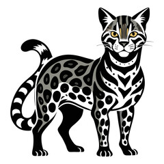 Download Ocelot Vector Silhouette Art And Illustration White Background Eps File For Design.