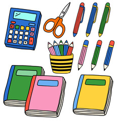 Set of stationery hand drawn vector