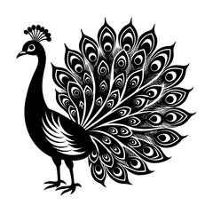 Download  Gorgeous  Peacocks With Magnificent Feathers Silhouette  Vector Illustration Eps File For Design.