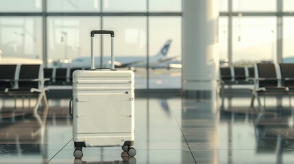 The suitcase in airport terminal