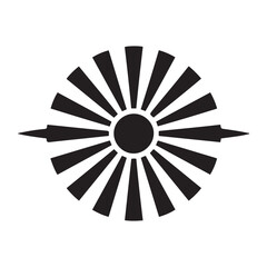 Minimalist Vector Black silhouettes Radial Icon: Fan, Turbine, Symbol. with white background