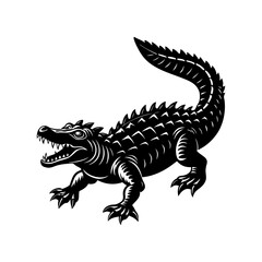 Download Crocodile Silhouette Vector And Illustration   White Background  Eps File For Design.