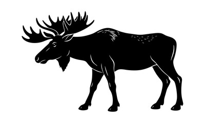 Download American Moose Silhouette Vector And Illustration   White Background Eps File For Design.