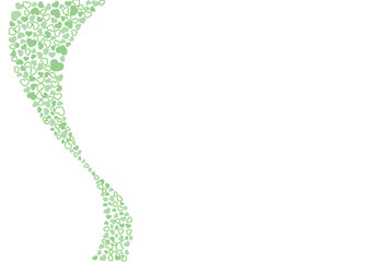 ハート柄の背景 緑系の3色 フチと単色 ハート