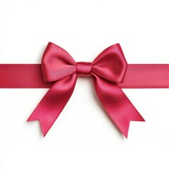 Elegant Red Satin Bow with Ribbon on White Background