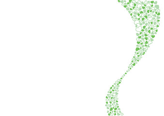 ハート柄の背景 緑系の3色 フチと単色 ハート