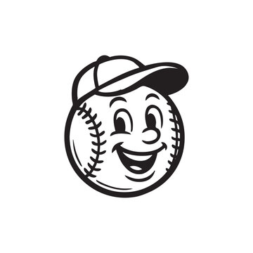 funny cartoon baseball mascot face