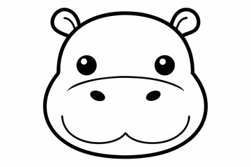 Fototapeta premium Baby Hippo Head Kawaii Style Outline