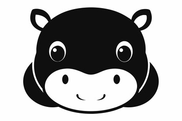 Baby Hippo Head Kawaii Style Silhouette